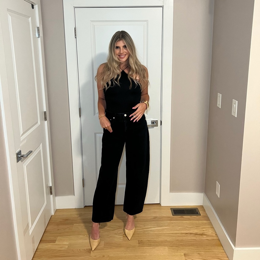 Frame High Waist Wise Leg Black Jean